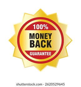 100% Money Back Guarantee Label in Gold - Vector Emblem Design