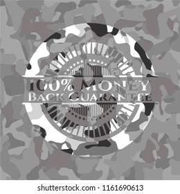 100% Money Back Guarantee on grey camo pattern