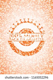 100% Money Back Guarantee orange mosaic emblem with background