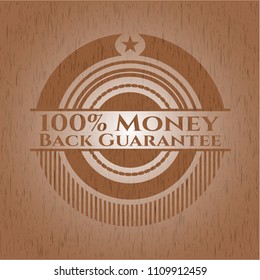  100% Money Back Guarantee retro wooden emblem
