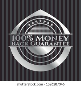 100% Money Back Guarantee silver shiny emblem]. Vector Illustration. Mosaic.