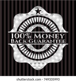 100% Money Back Guarantee silvery emblem or badge