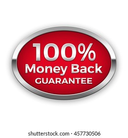 100% money back guarantee vector badge, silver