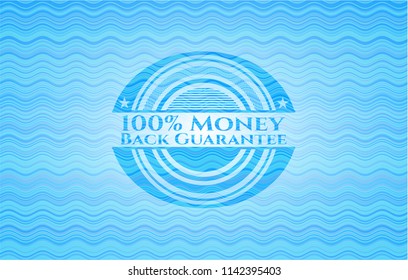 100% Money Back Guarantee water style badge.