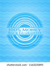 100% Money Back Guarantee water representation style emblem.