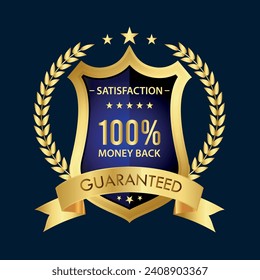 100% Money back Guaranteed, trust badge vector design, money back logo design, money back guaranteed 