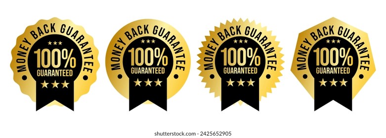 100% Money back Guaranteed, trust badge vector design, money back logo design.