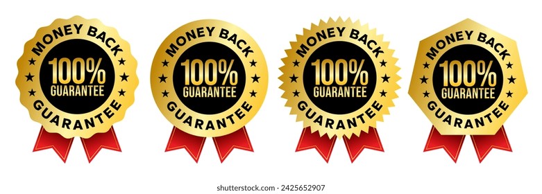 100% Money back Guaranteed, trust badge vector design, money back logo design.