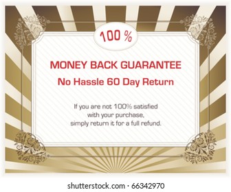 100 % money back satisfaction guarantee template (blank, with sample text)