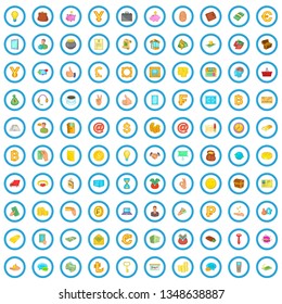 100 money and cash icons set in cartoon style for any design vector illustration