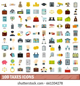 100 money icons set in flat style. Illustration of 100 money icons isolated vector for web
