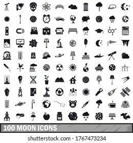 100 moon icons set in simple style for any design vector illustration