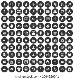 100 motherhood icons set in simple style white on black circle color isolated on white background vector illustration