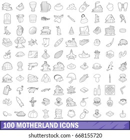 100 motherland icons set in outline style for any design vector illustration