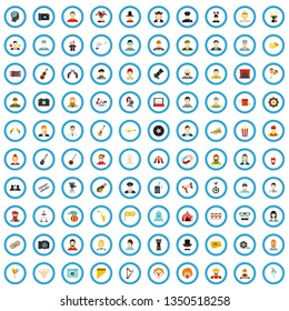 100 moviegoer icons set in flat style for any design vector illustration