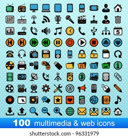 100 multimedia and web icons