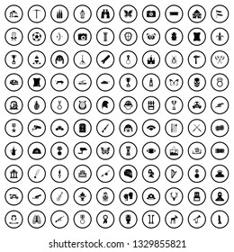 100 museum icons set in simple style for any design vector illustration