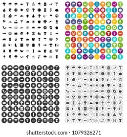 100 mushrooms icons set vector in 4 variant for any web design isolated on white