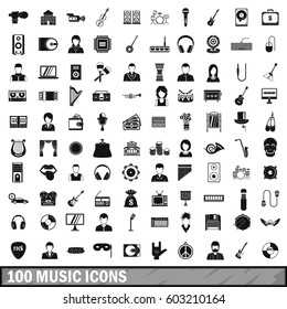 100 music icons set in simple style for any design vector illustration