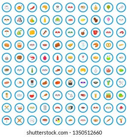 100 national cuisine icons set in cartoon style for any design vector illustration