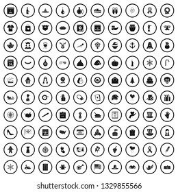 100 national holiday icons set in simple style for any design vector illustration