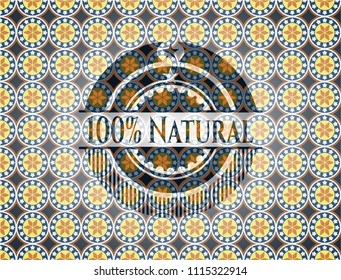 100% Natural arabic badge background. Arabesque decoration.