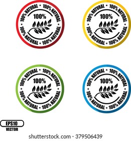 100% natural Button, label and sign - Vector illustration