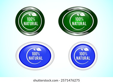 100% Natural  button set of different shapes and colors. Suitable for mobile app, and website UI design.