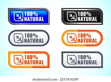100% Natural  button set of different shapes and colors. Suitable for mobile app, and website UI design.