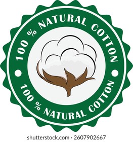 100% Natural Cotton Badge – Eco Textile Certification Label Design