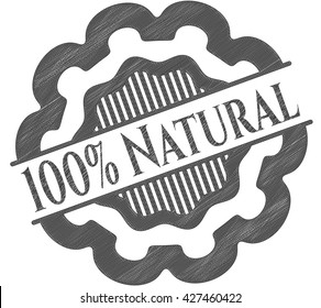 100% Natural emblem draw with pencil effect