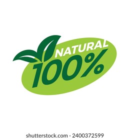 100 % Natural flat design label 