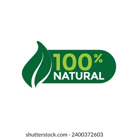 100 % Etiqueta de diseño plano natural 