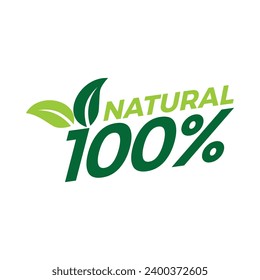 100 % Natural flat design label 