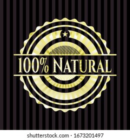 100% Natural gold badge. Vector Illustration. Detailed.