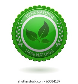 100% natural green label isolated on white. EPS10 file.