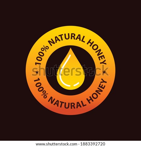 100 % natural honey vector icon  with honey drop