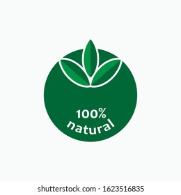 
100% Natural Icon. Nature Element Illustration As a Simple Vector Sign & Trendy Symbol. 