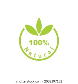100% Natural Icon. Nature Element Illustration 