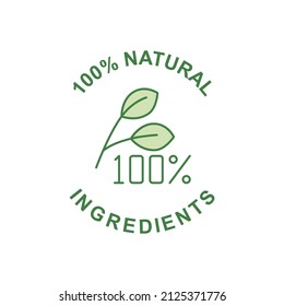 100% natural ingredients label icon in color icon, isolated on white background 