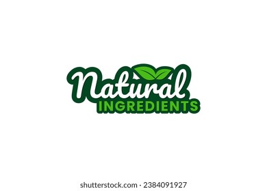 100% natural ingredients logo or natural ingredients label vector isolated in flat style. 100% natural ingredients logo for product packaging design element, print design, apps, websites, and more.