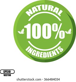 100% natural ingredients,Button,label and sign - Vector illustration
