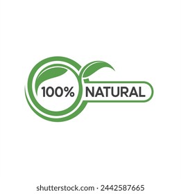 Etiqueta 100% natural, icono 100% natural, arte vectorial.