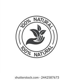 100% natural label, 100% natural icon, vector art.