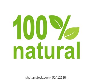 100% Natural label, vector illustration