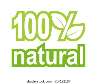 100% Natural label, vector illustration