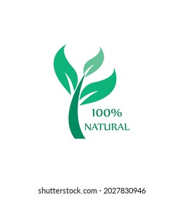 icono de hoja 100% natural ; logotipos; vectores ; plantillas