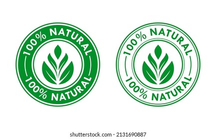 100% Natural logo design template illustration. Suitable for product label.