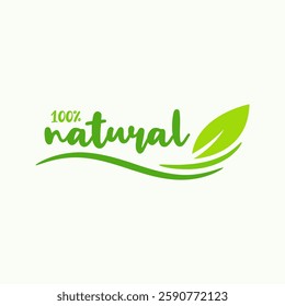 100% natural logo design template vector.