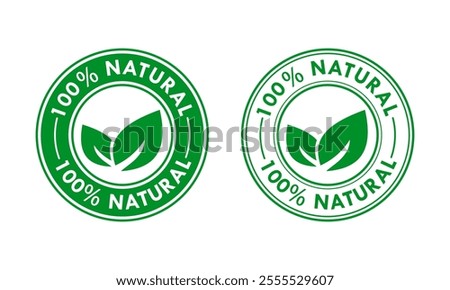 100% Natural logo design template illustration. Suitable for product label.